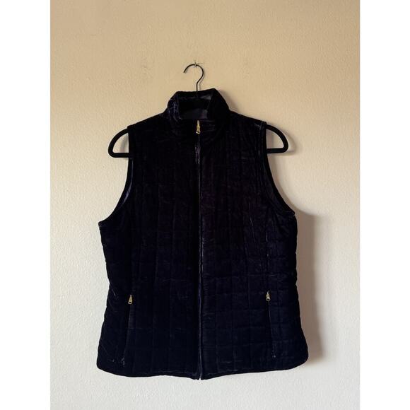 Ralph Lauren Velvet Reversible Vest Women’s Size Medium Quilted Blue Sleeveless - Picture 1 of 12